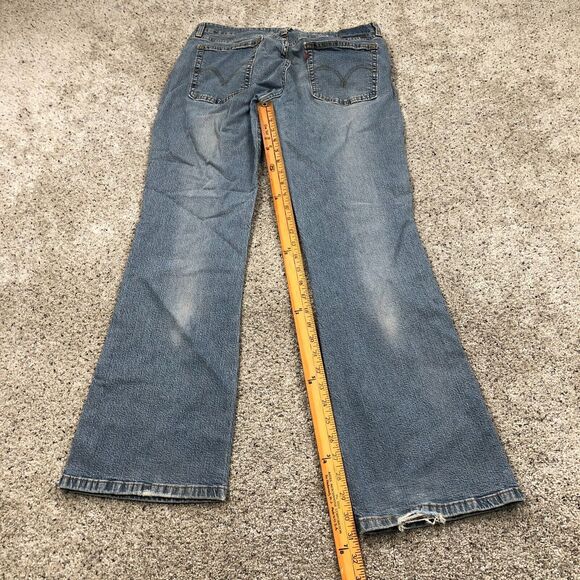 Levis Pants Womens 13 Juniors Blue 518 Super Low Bootcut Distress Jeans 34x31 - Picture 9 of 12